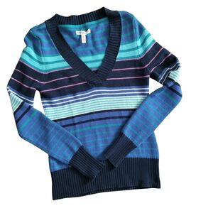Y2K Aeropostale Striped Knit V Neck Sweater